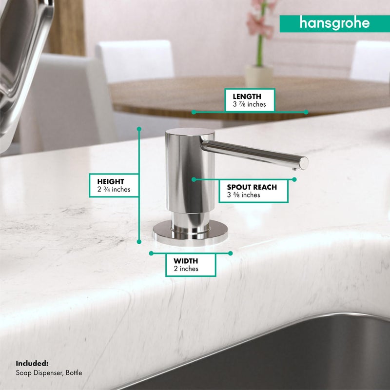 hansgrohe Bath and Kitchen Sink Soap Dispenser, Focus 3-inch, Modern Soap Dispenser in Chrome, 40438001 - Image 4